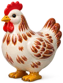 Une poule de la basse-cour, à la crête rouge