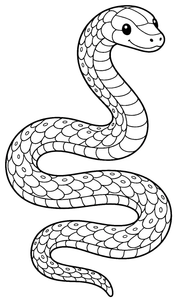 Coloriage de Couleuvre d’Esculape : dessin au trait noir à colorier