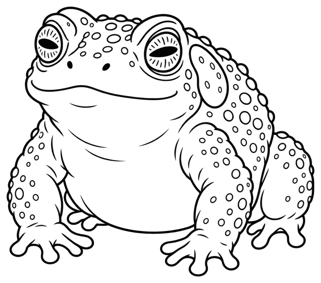Coloriage de Crapaud commun : dessin au trait noir à colorier