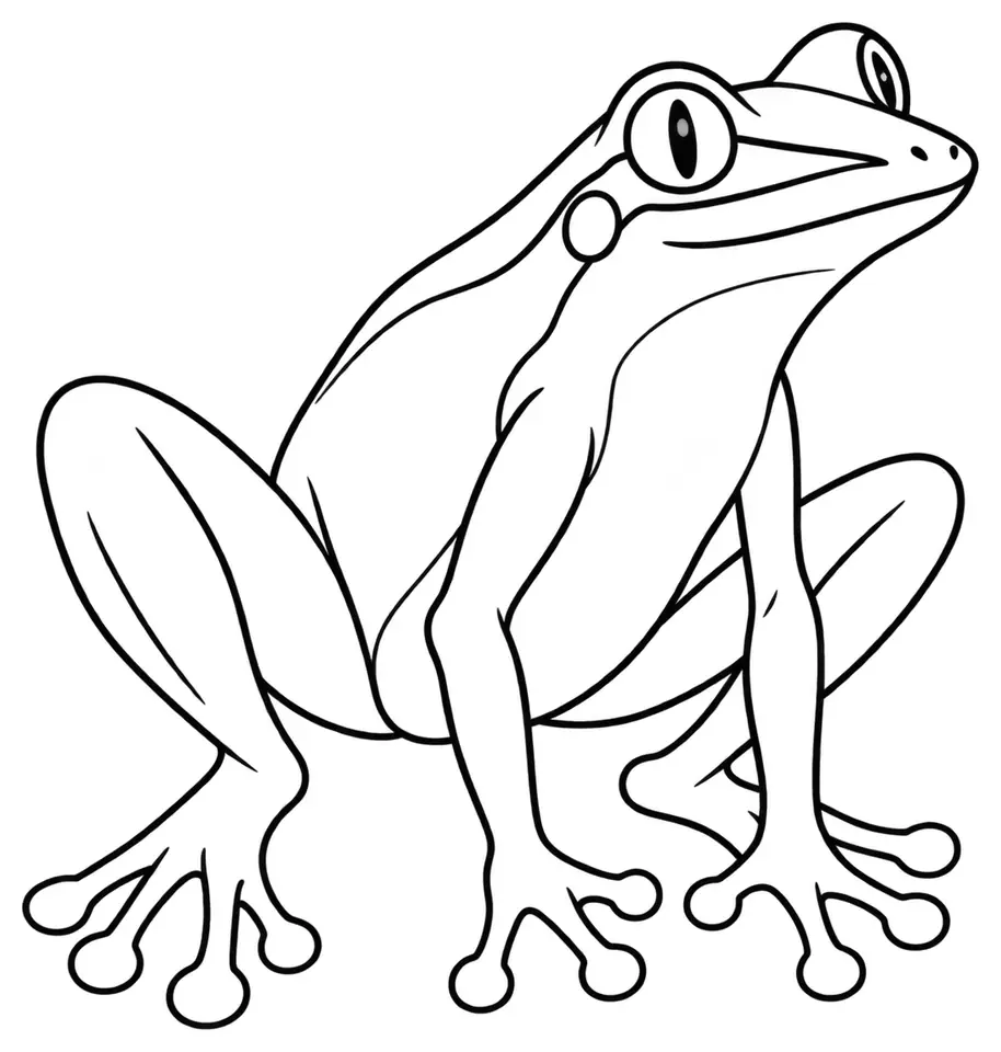 Coloriage de Grenouille agile : dessin au trait noir à colorier