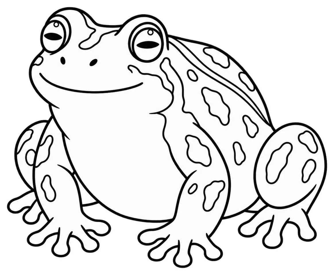 Coloriage de Grenouille rousse : dessin au trait noir à colorier