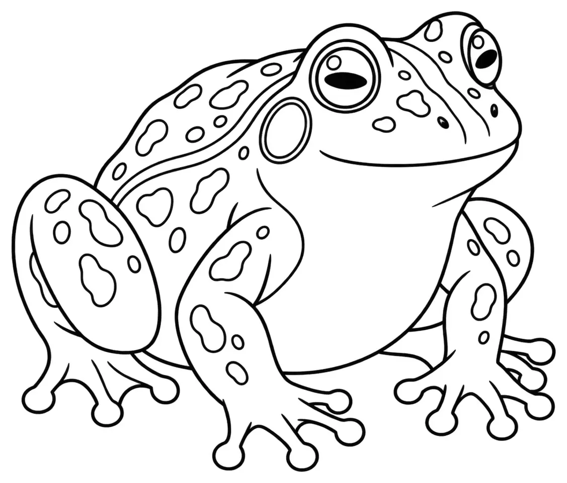 Coloriage de Grenouille verte : dessin au trait noir à colorier