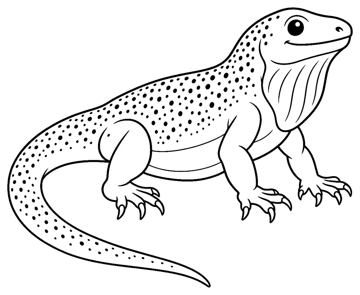 Coloriage de Lézard à deux raies : dessin au trait noir à colorier