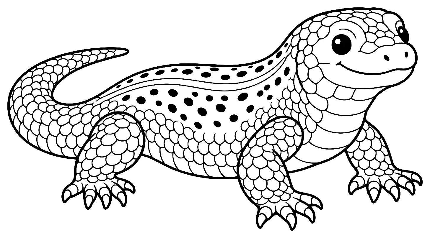 Coloriage de Lézard des souches : dessin au trait noir à colorier
