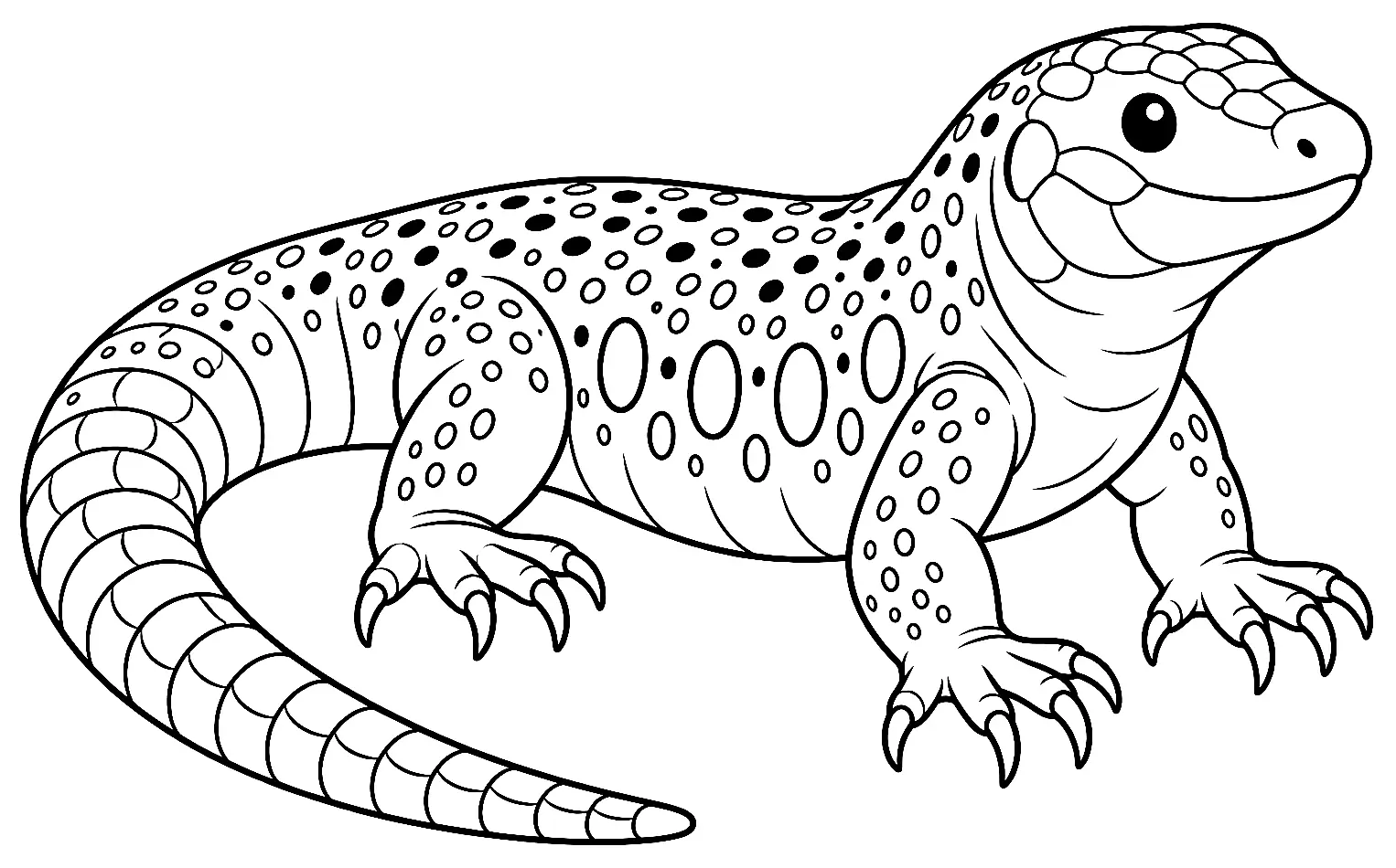Coloriage de Lézard ocellé : dessin au trait noir à colorier