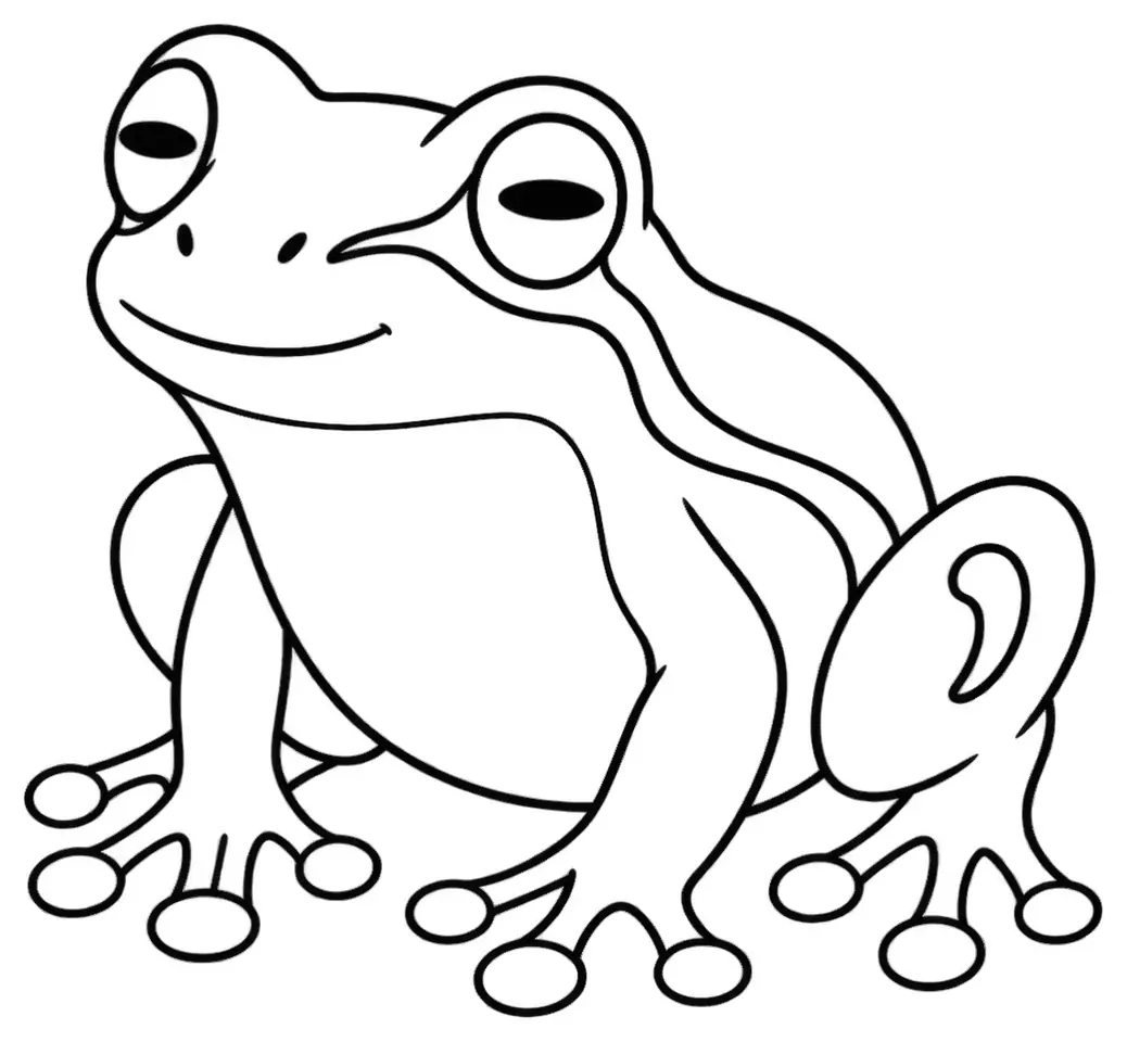 Coloriage de Rainette verte : dessin au trait noir à colorier