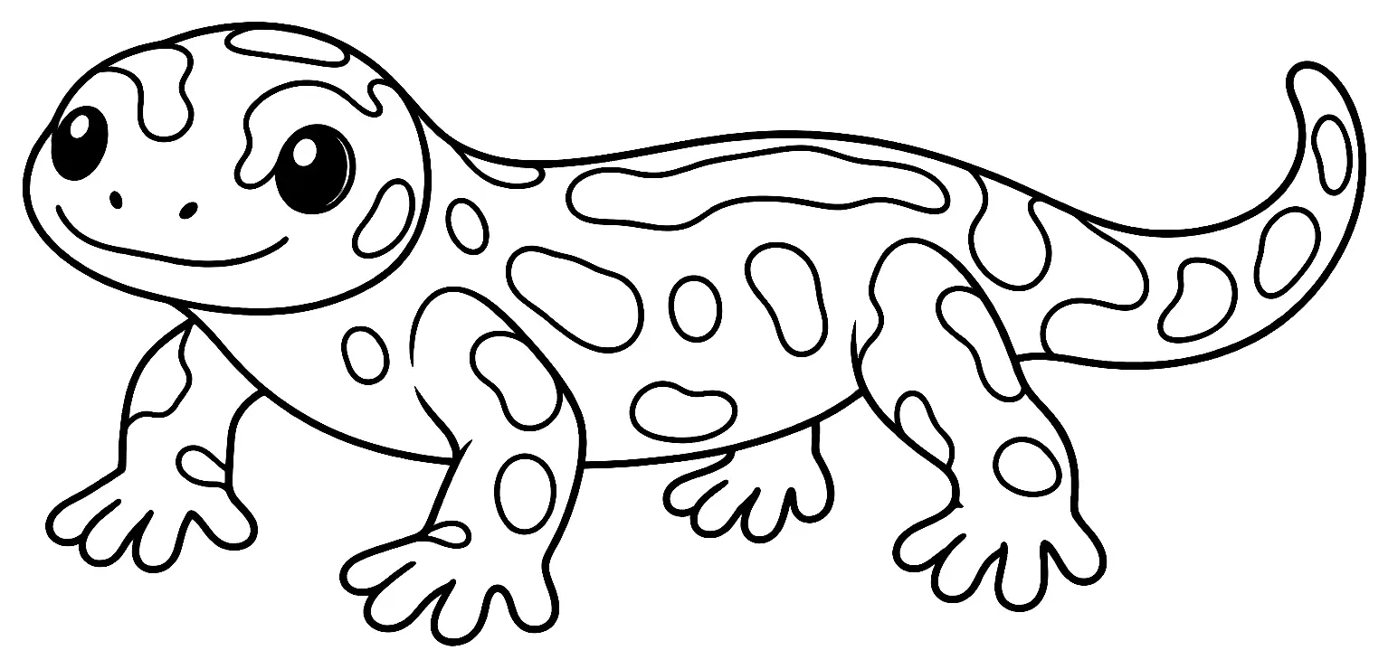 Coloriage de Salamandre tachetée : dessin au trait noir à colorier