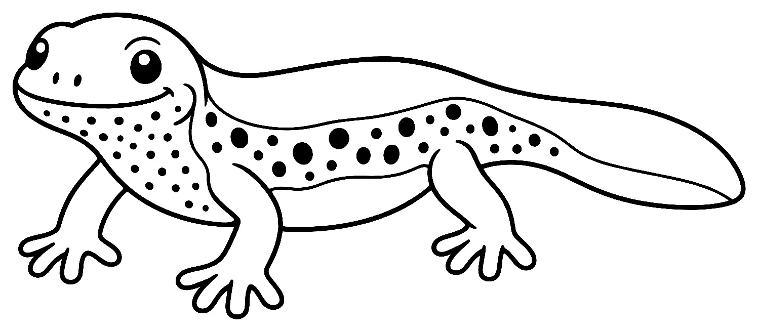 Coloriage de Triton alpestre : dessin au trait noir à colorier