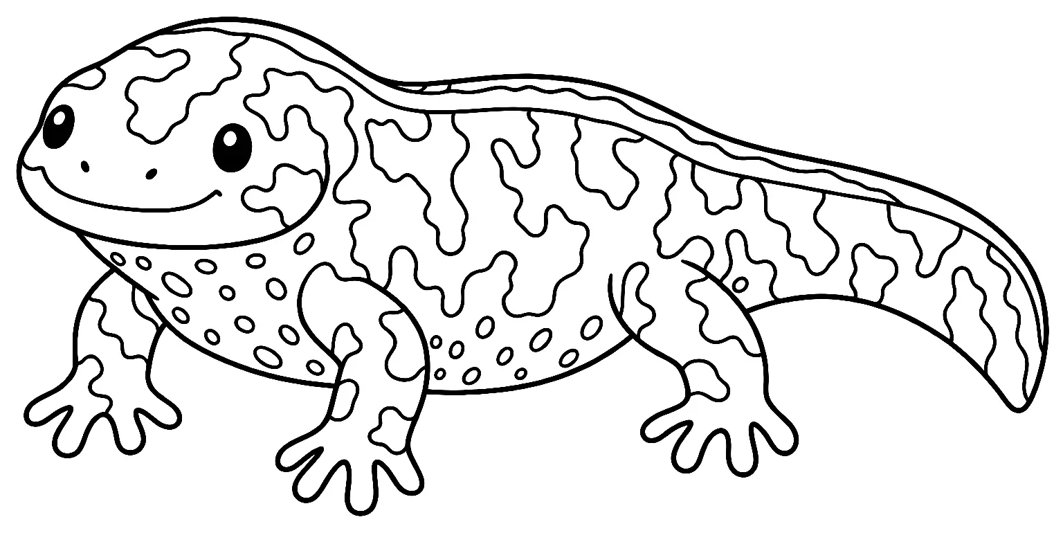 Coloriage de Triton marbré : dessin au trait noir à colorier