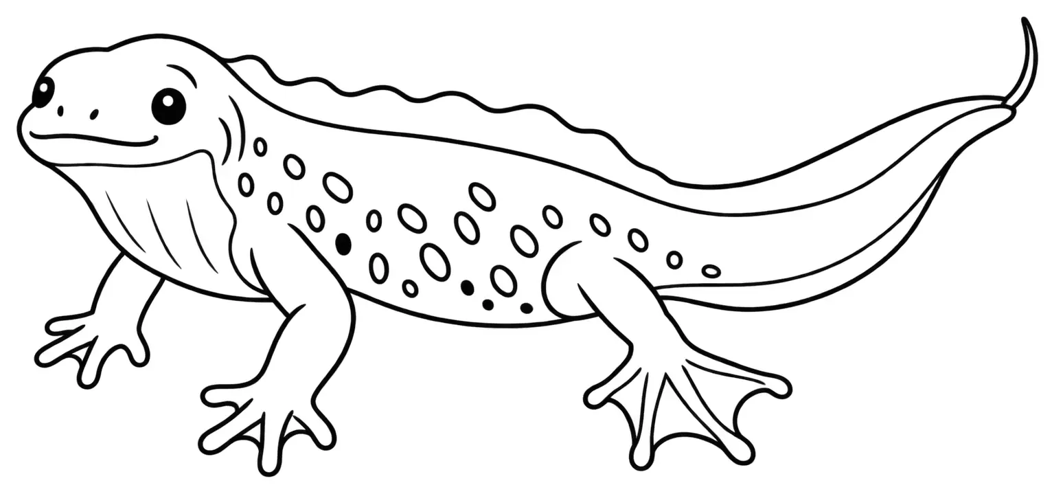 Coloriage de Triton palmé : dessin au trait noir à colorier