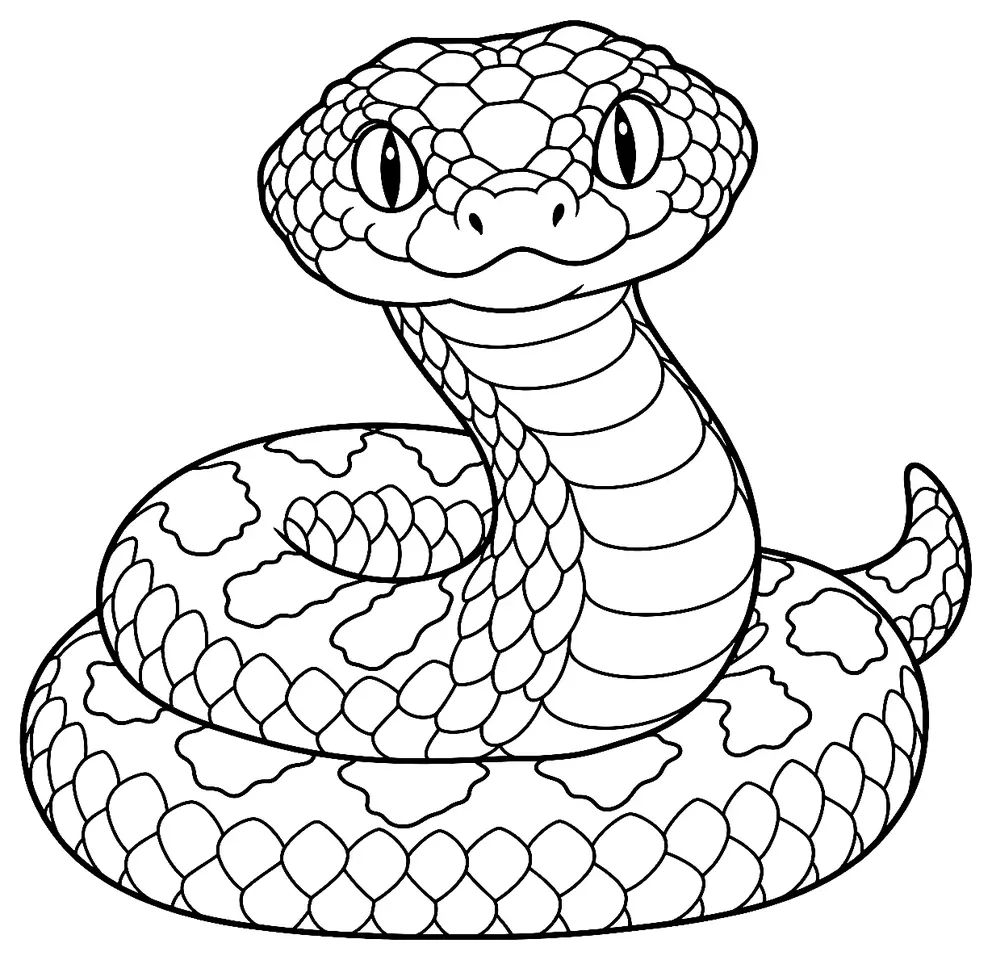Coloriage de Vipère aspic : dessin au trait noir à colorier