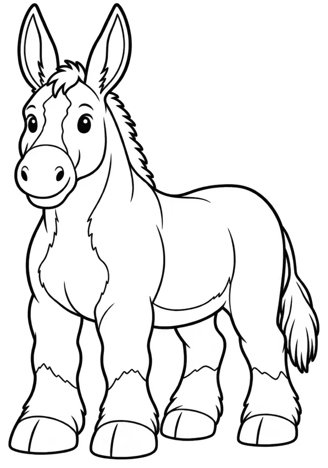 Coloriage de American Mammoth Jackstock : dessin au trait noir à colorier