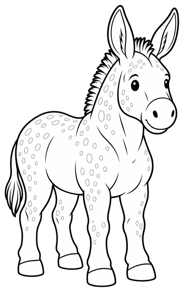 Coloriage de Âne andalou : dessin au trait noir à colorier