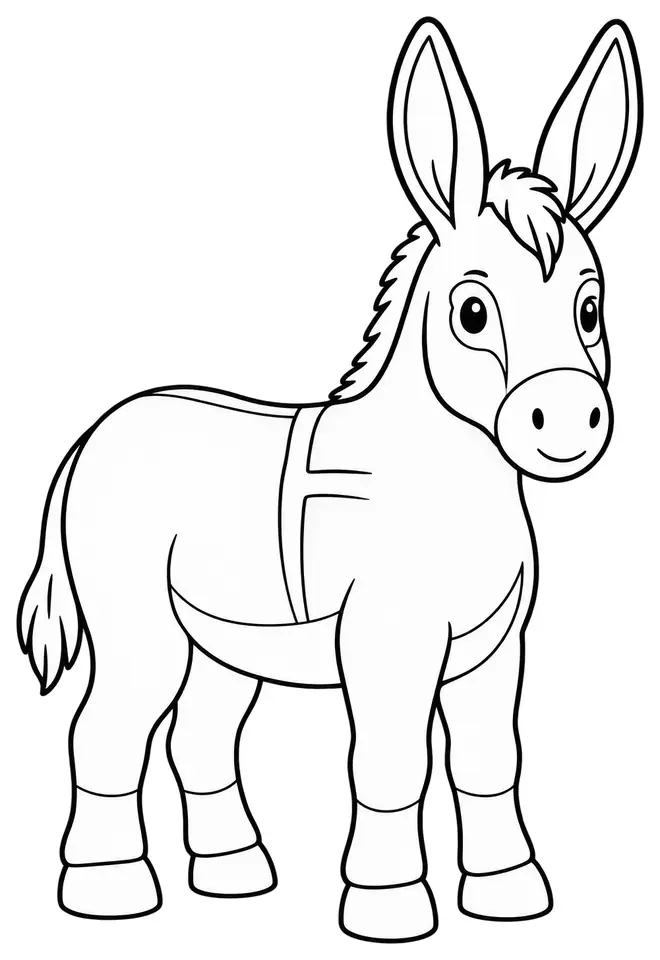 Coloriage de Âne bourbonnais : dessin au trait noir à colorier