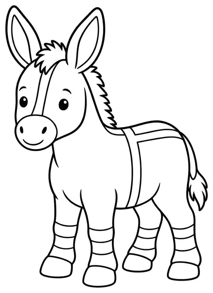 Coloriage de Âne corse : dessin au trait noir à colorier