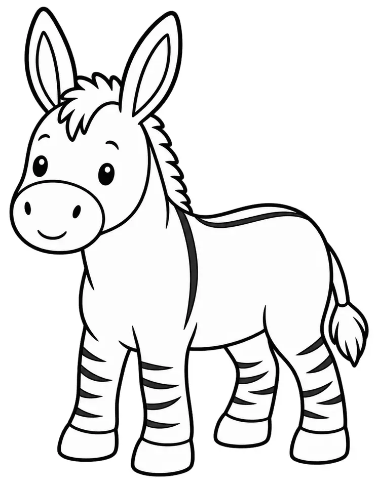 Coloriage de Âne de la forêt de Thuringe : dessin au trait noir à colorier