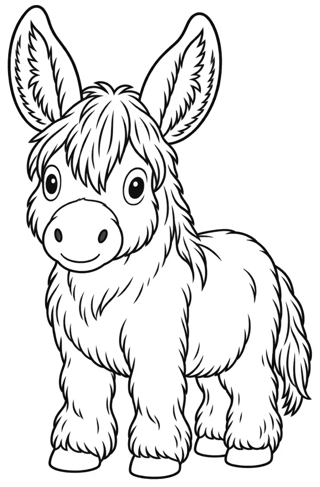 Coloriage de Âne de Miranda : dessin au trait noir à colorier
