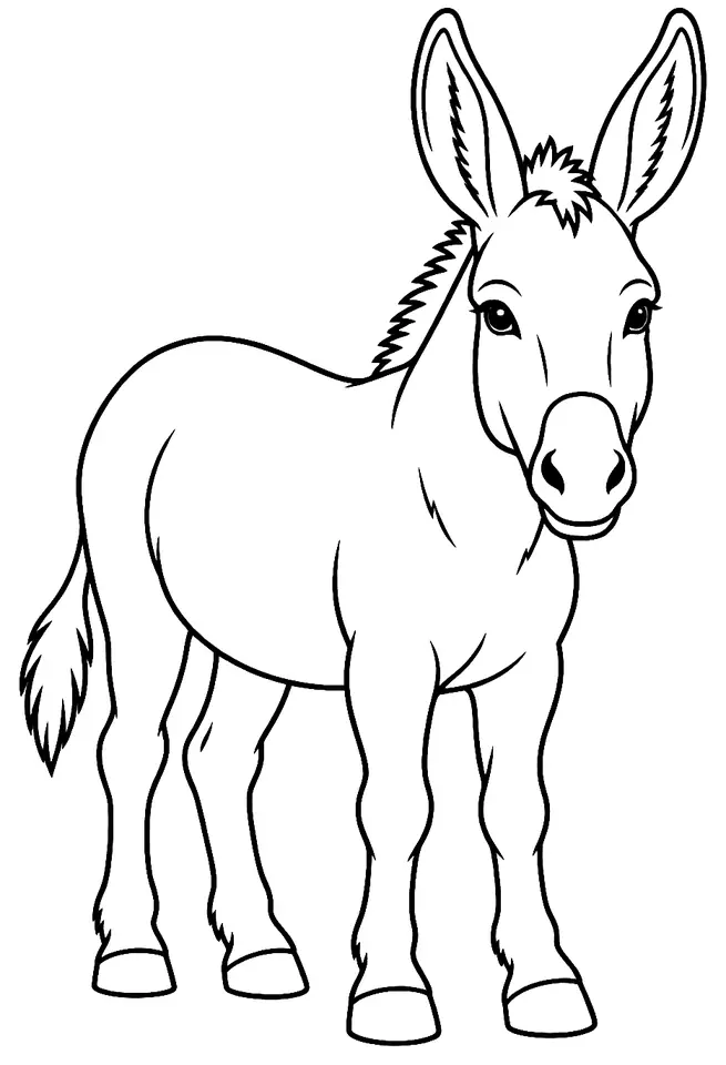 Coloriage de Âne des Baléares : dessin au trait noir à colorier