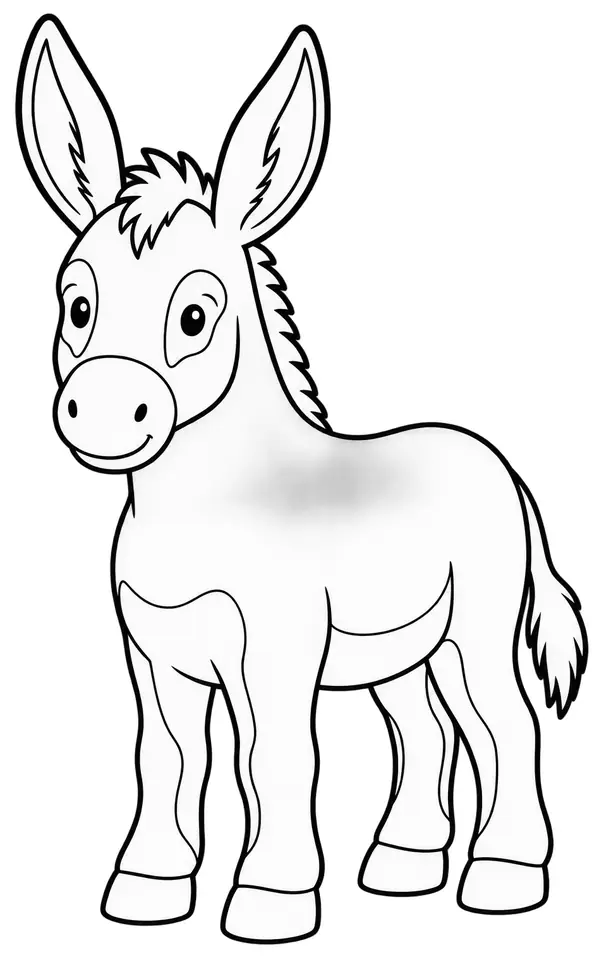 Coloriage de Âne des Pyrénées : dessin au trait noir à colorier