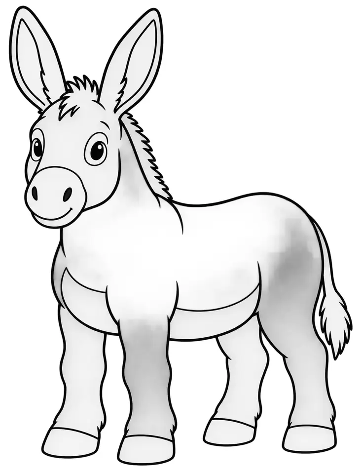 Coloriage de Âne grand noir du Berry : dessin au trait noir à colorier