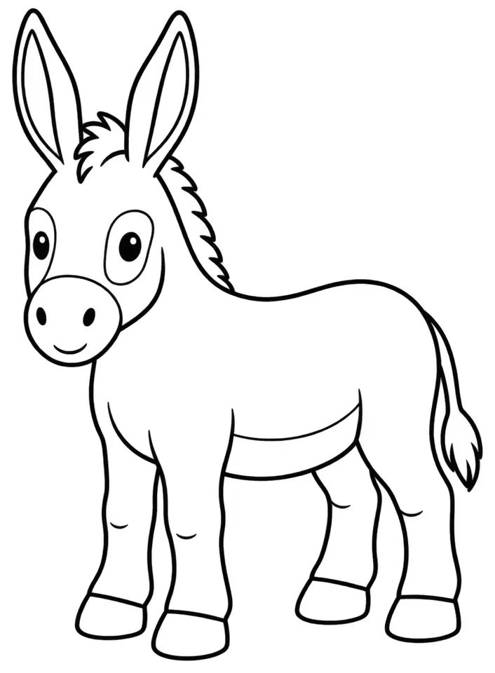 Coloriage de Âne ragusano : dessin au trait noir à colorier
