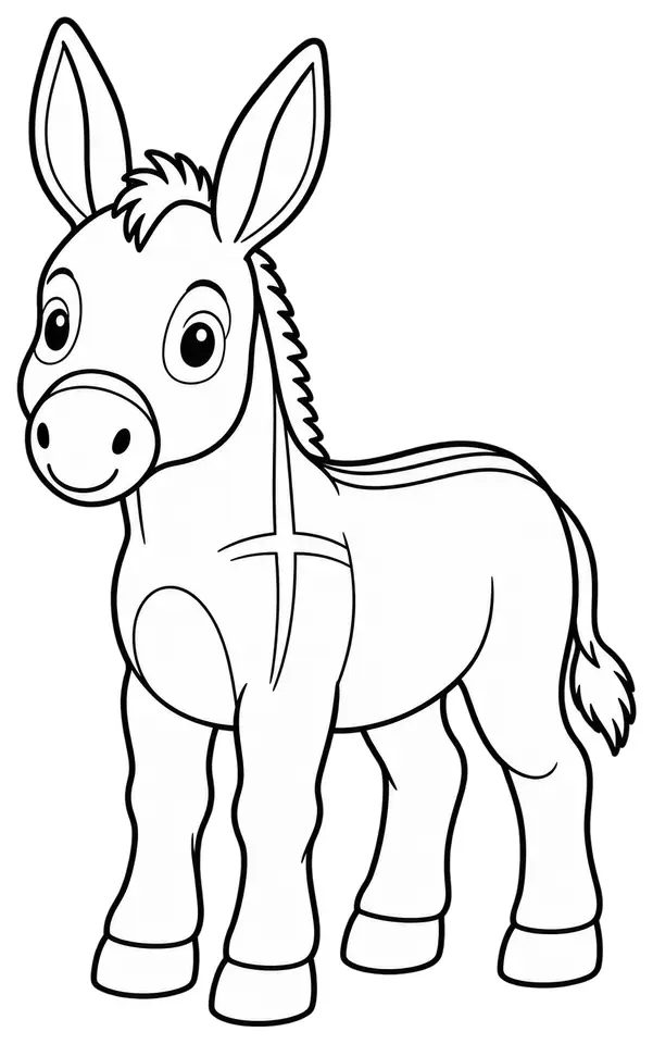 Coloriage de Âne romagnolo : dessin au trait noir à colorier