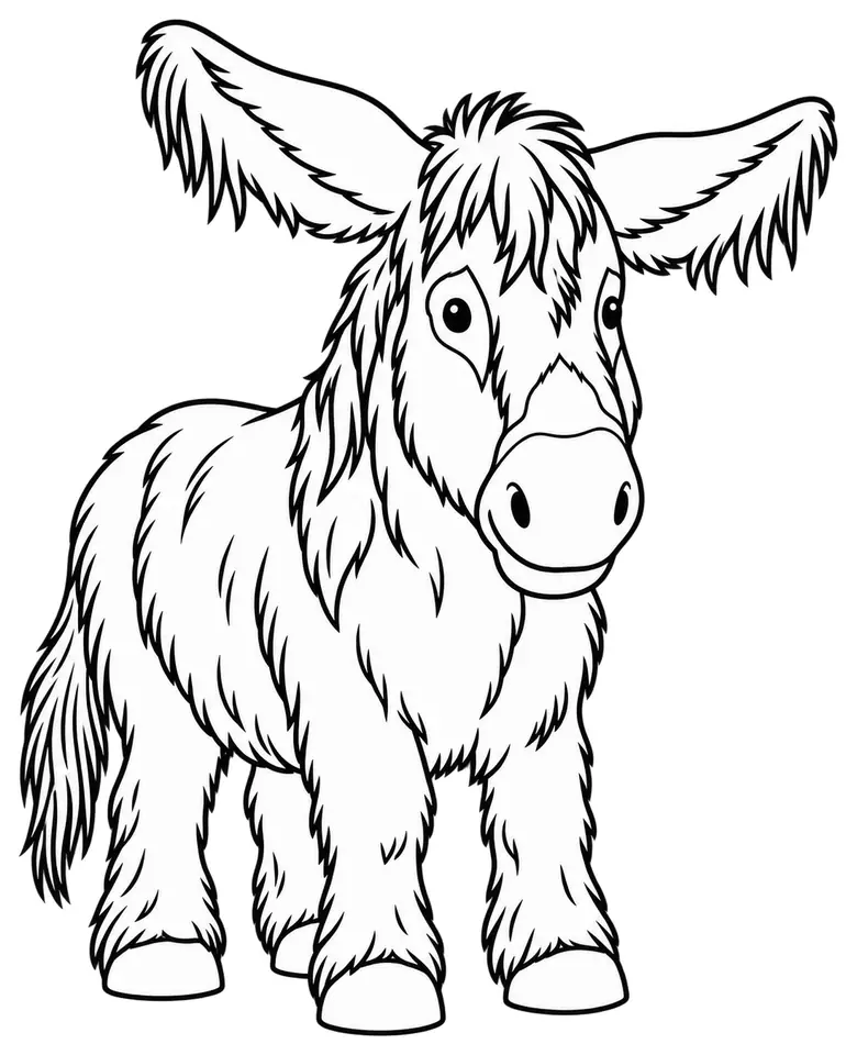 Coloriage de Âne zamorano-leonés : dessin au trait noir à colorier