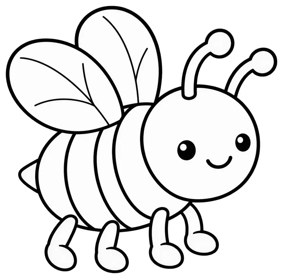 Coloriage de Abeille : dessin au trait noir à colorier