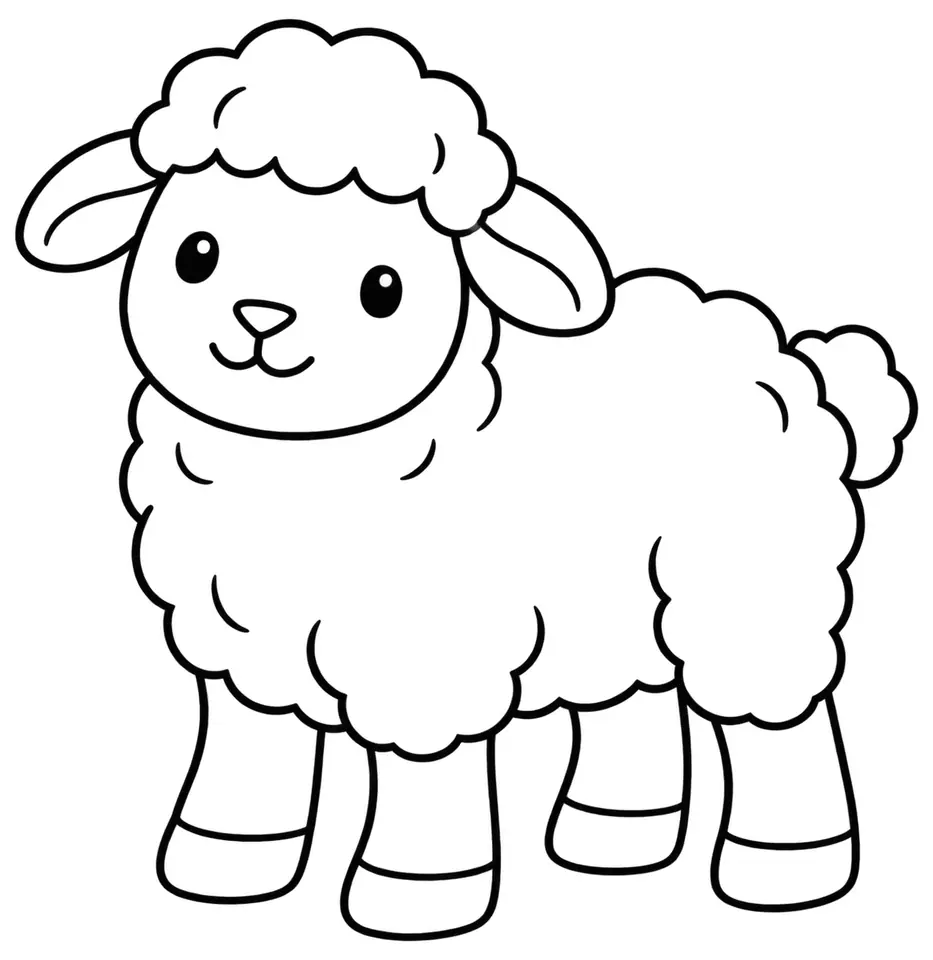 Coloriage de Brebis : dessin au trait noir à colorier