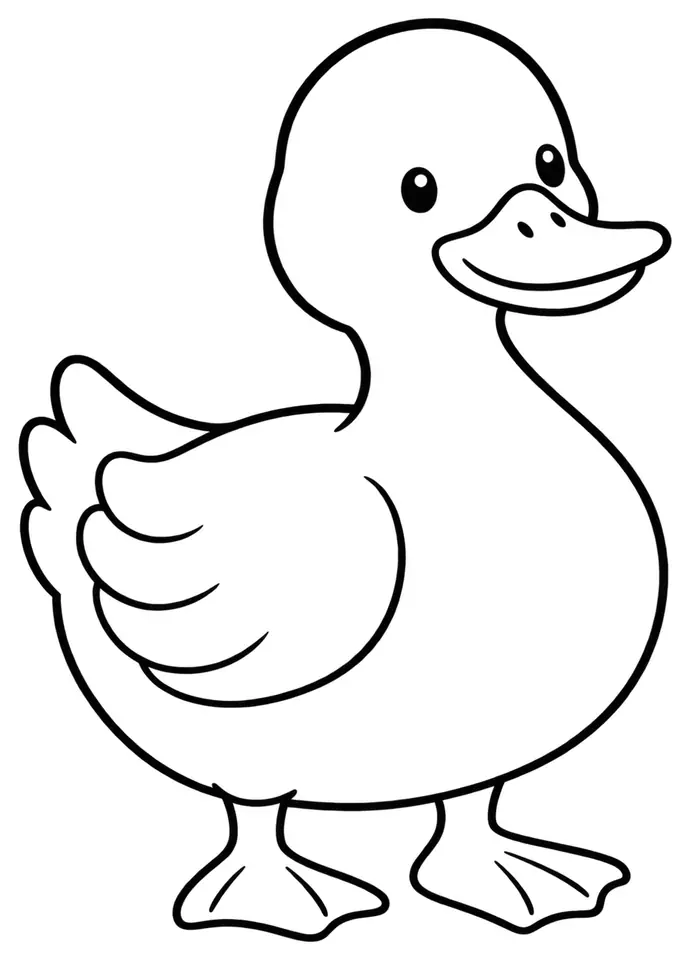 Coloriage de Canard : dessin au trait noir à colorier
