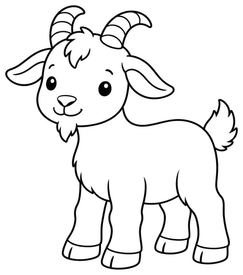 Coloriage de Chèvre : dessin au trait noir à colorier
