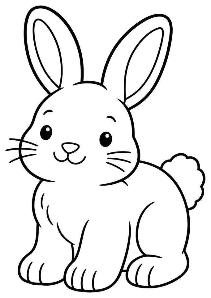 Coloriage de Lapin : dessin au trait noir à colorier