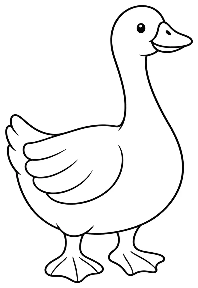 Coloriage de Oie : dessin au trait noir à colorier