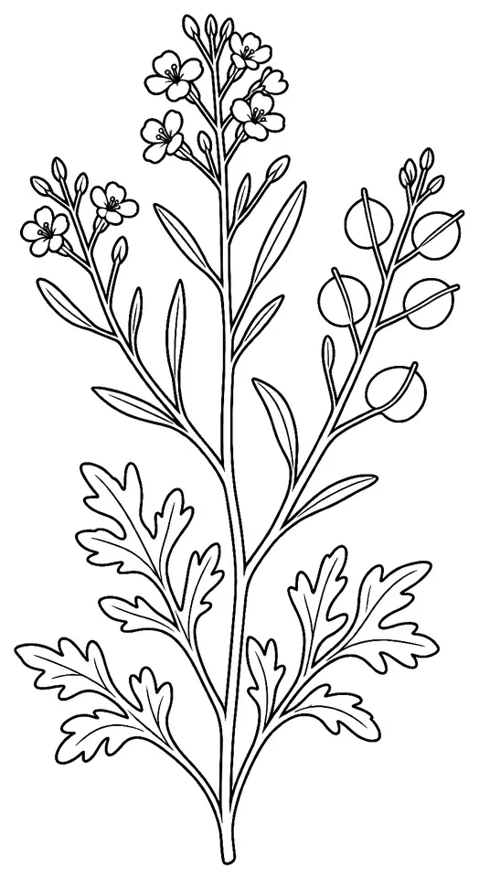Coloriage de Cresson alénois : dessin au trait noir à colorier