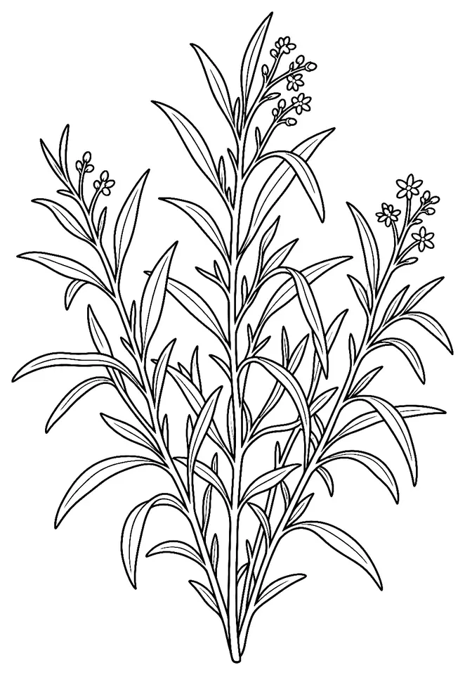 Coloriage de Estragon : dessin au trait noir à colorier
