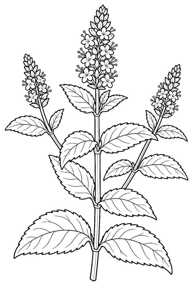 Coloriage de Menthe verte : dessin au trait noir à colorier