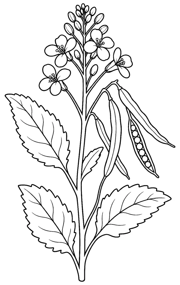 Coloriage de Moutarde brune : dessin au trait noir à colorier
