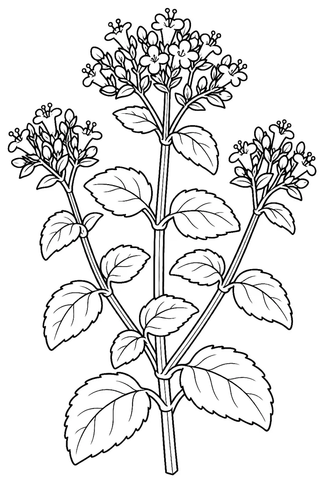 Coloriage de Origan : dessin au trait noir à colorier