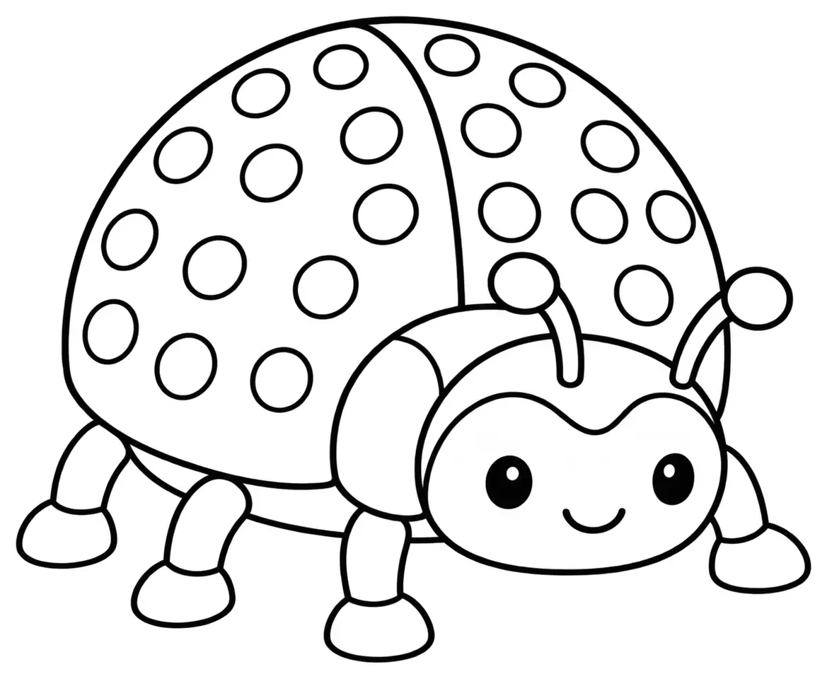 Coloriage de Coccinelle à 22 points : dessin au trait noir à colorier