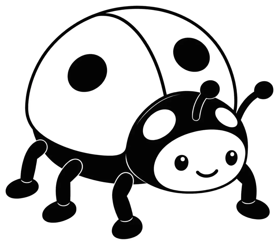 Coloriage de Coccinelle à deux points : dessin au trait noir à colorier