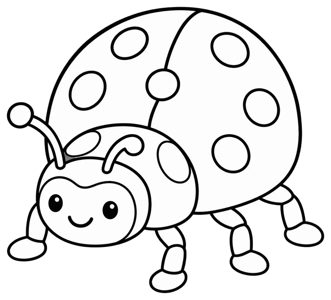 Coloriage de Coccinelle à sept points : dessin au trait noir à colorier