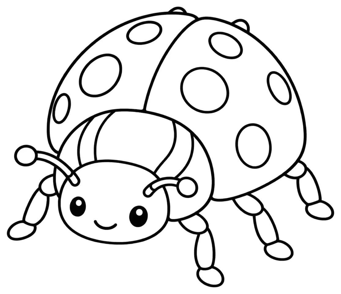 Coloriage de Coccinelle asiatique : dessin au trait noir à colorier