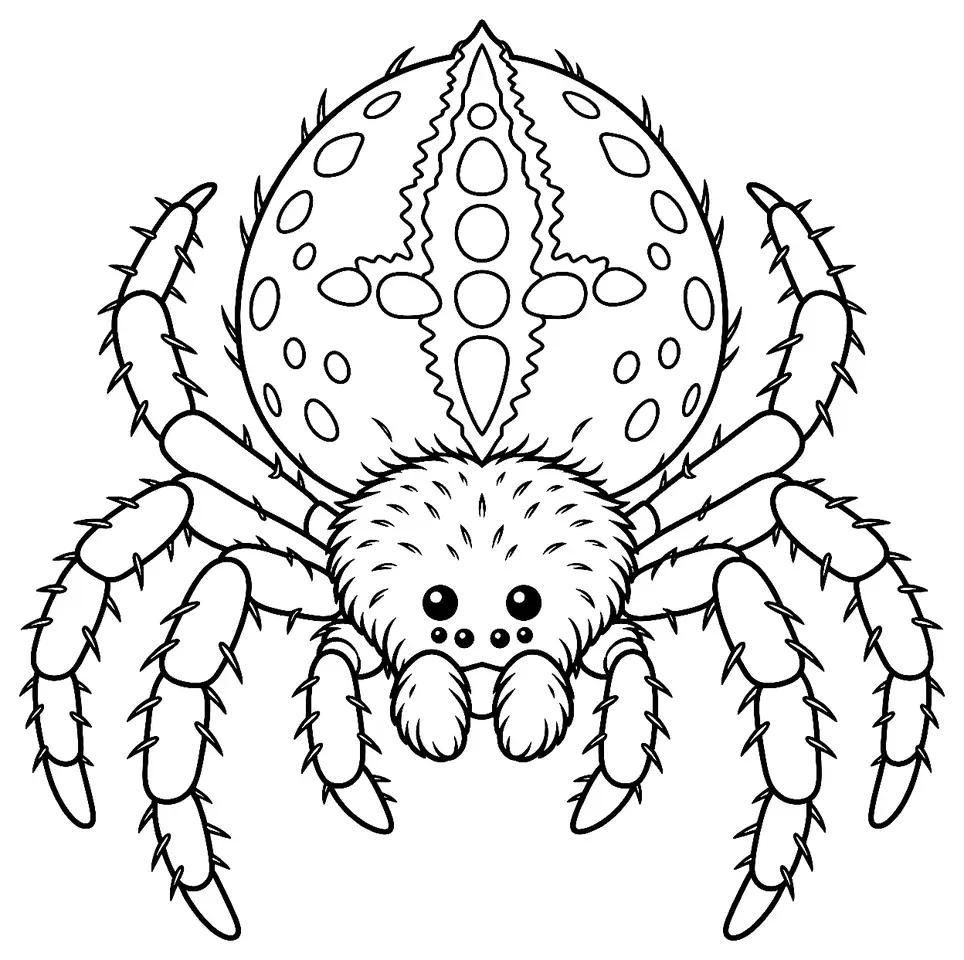 Coloriage de Épeire diadème : dessin au trait noir à colorier