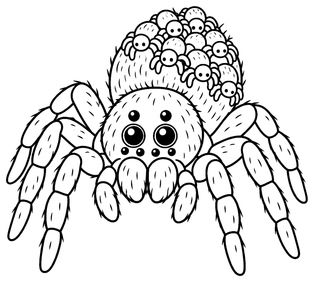 Coloriage de Lycose : dessin au trait noir à colorier