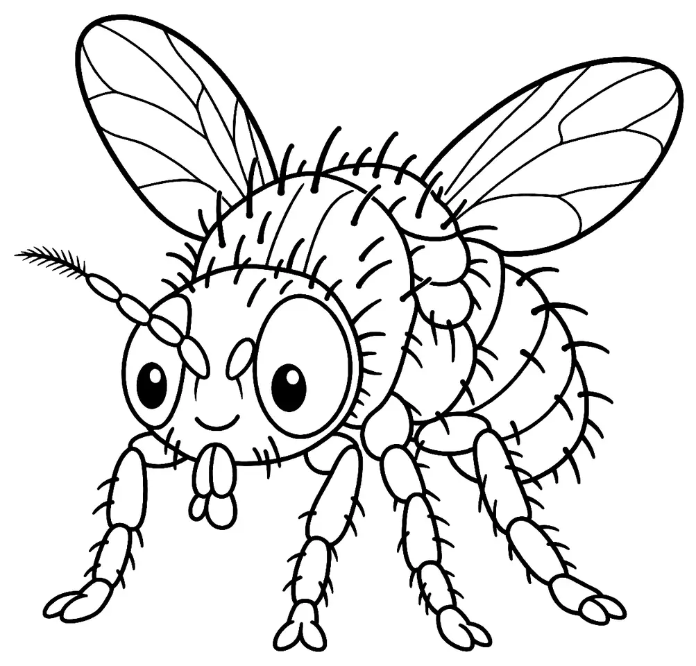 Coloriage de Mouche tachinaire : dessin au trait noir à colorier