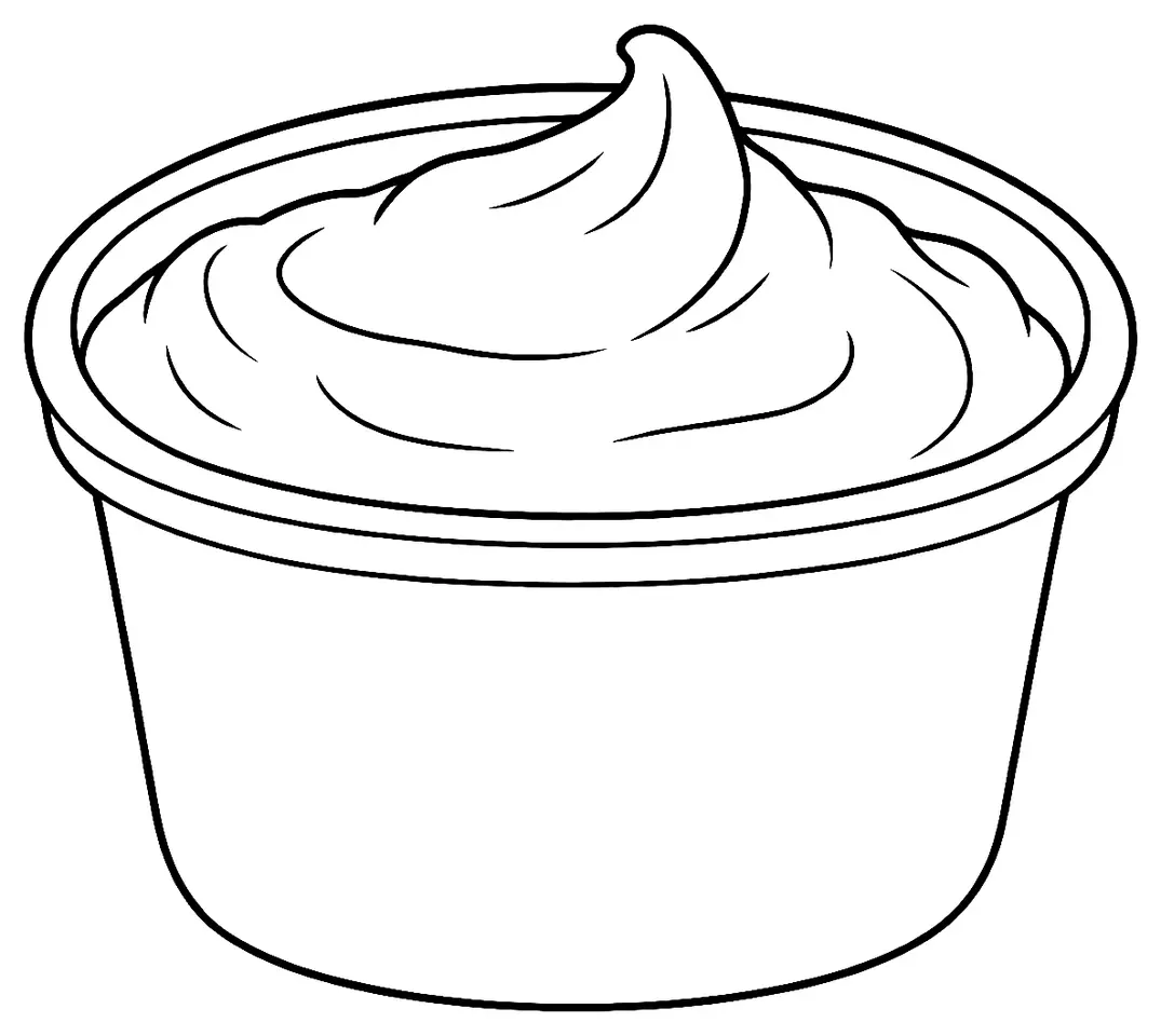 Coloriage de Crème fraîche : dessin au trait noir à colorier