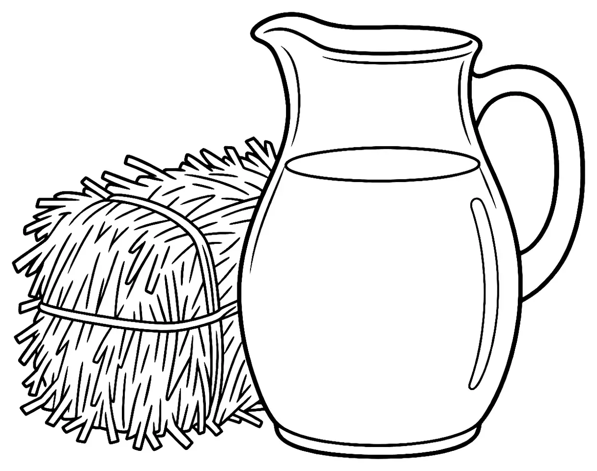 Coloriage de Lait de foin : dessin au trait noir à colorier