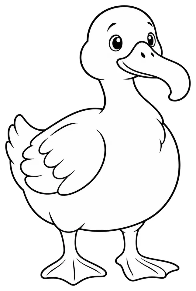 Coloriage de Canard à bec courbé : dessin au trait noir à colorier