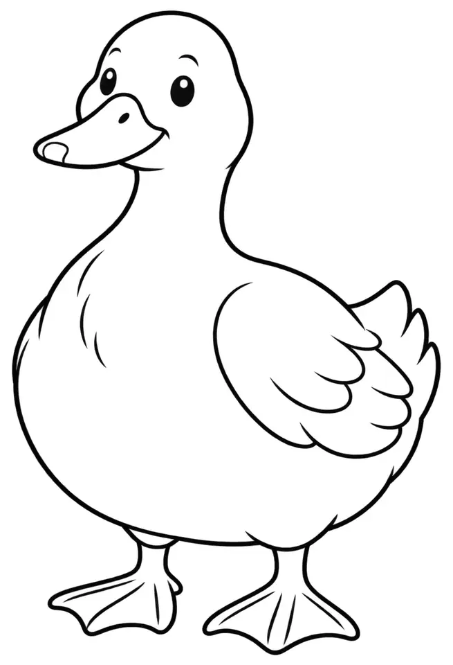 Coloriage de Canard de Pékin type américain : dessin au trait noir à colorier