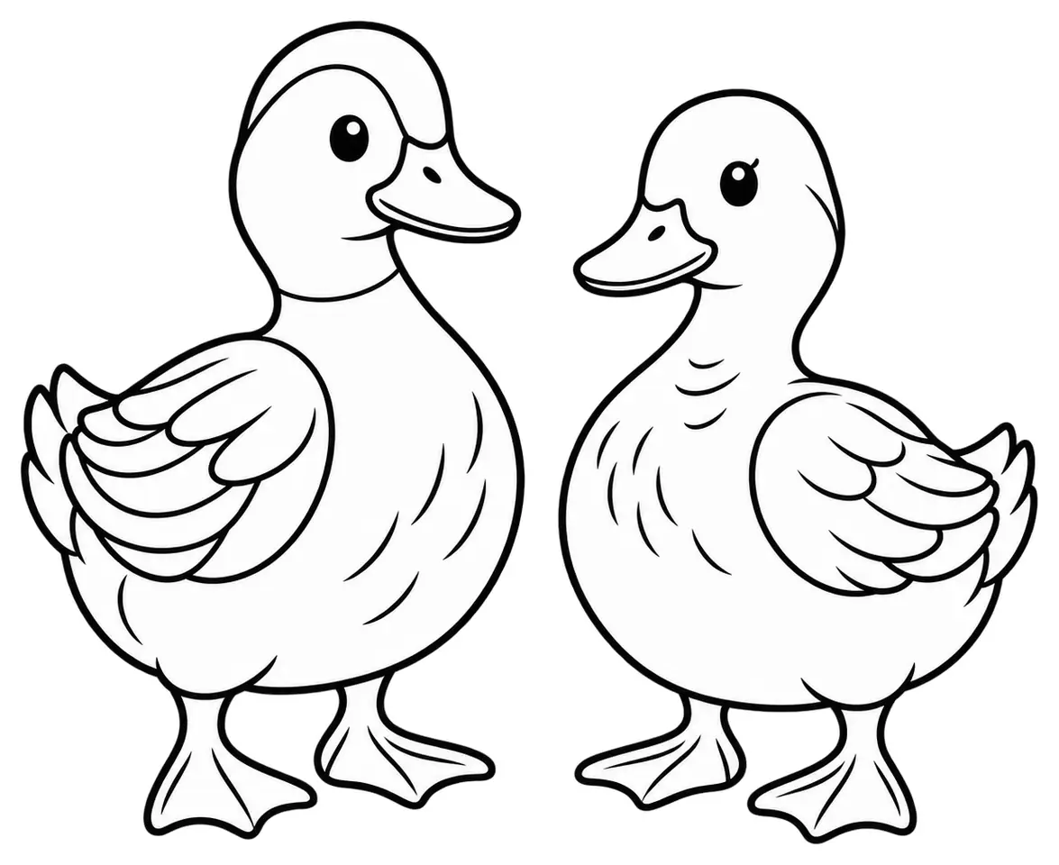 Coloriage de Canard émeraude : dessin au trait noir à colorier